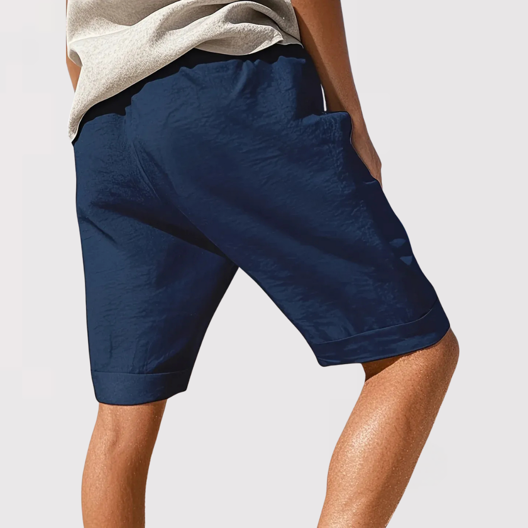 軽量麻混 ドローストリングショートパンツ