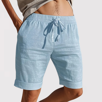 軽量麻混 ドローストリングショートパンツ
