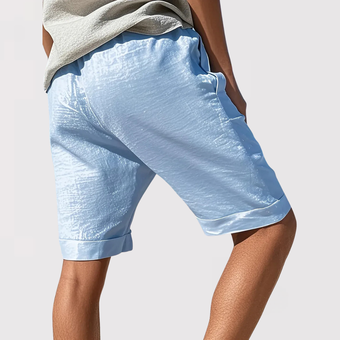 軽量麻混 ドローストリングショートパンツ