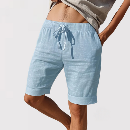 軽量麻混 ドローストリングショートパンツ