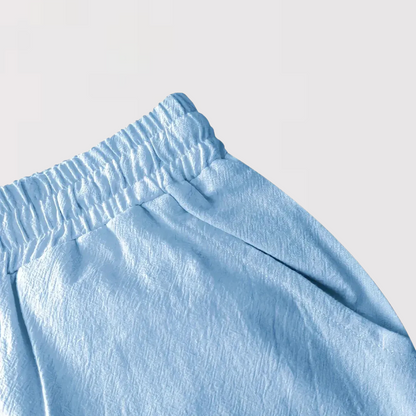 軽量麻混 ドローストリングショートパンツ