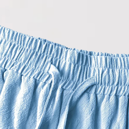 軽量麻混 ドローストリングショートパンツ