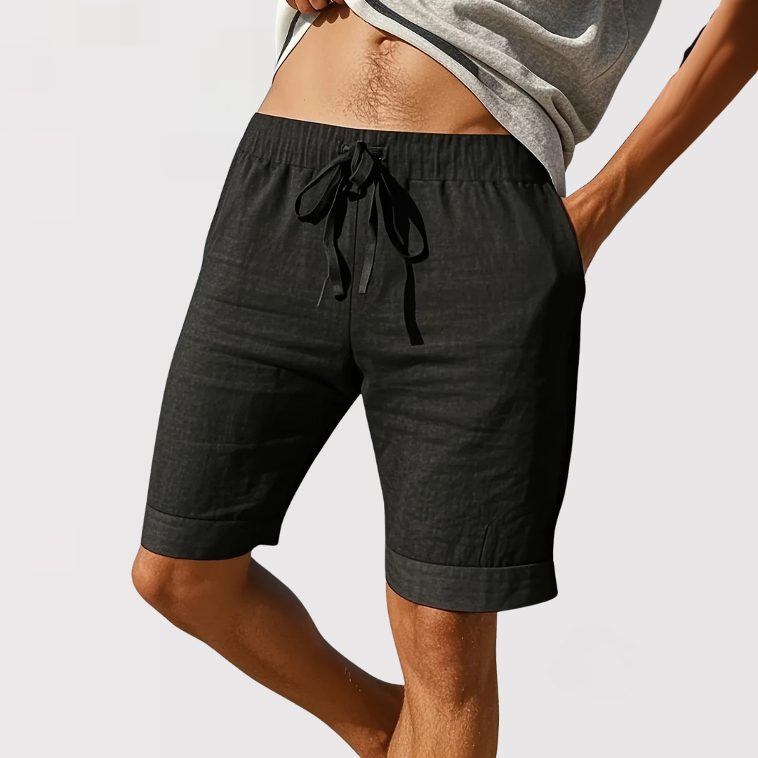 軽量麻混 ドローストリングショートパンツ