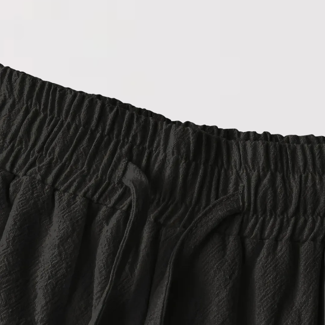 軽量麻混 ドローストリングショートパンツ