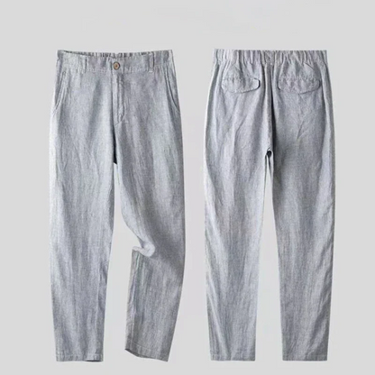 清涼麻混 上下セットアップ リネン長袖シャツ ロングパンツ