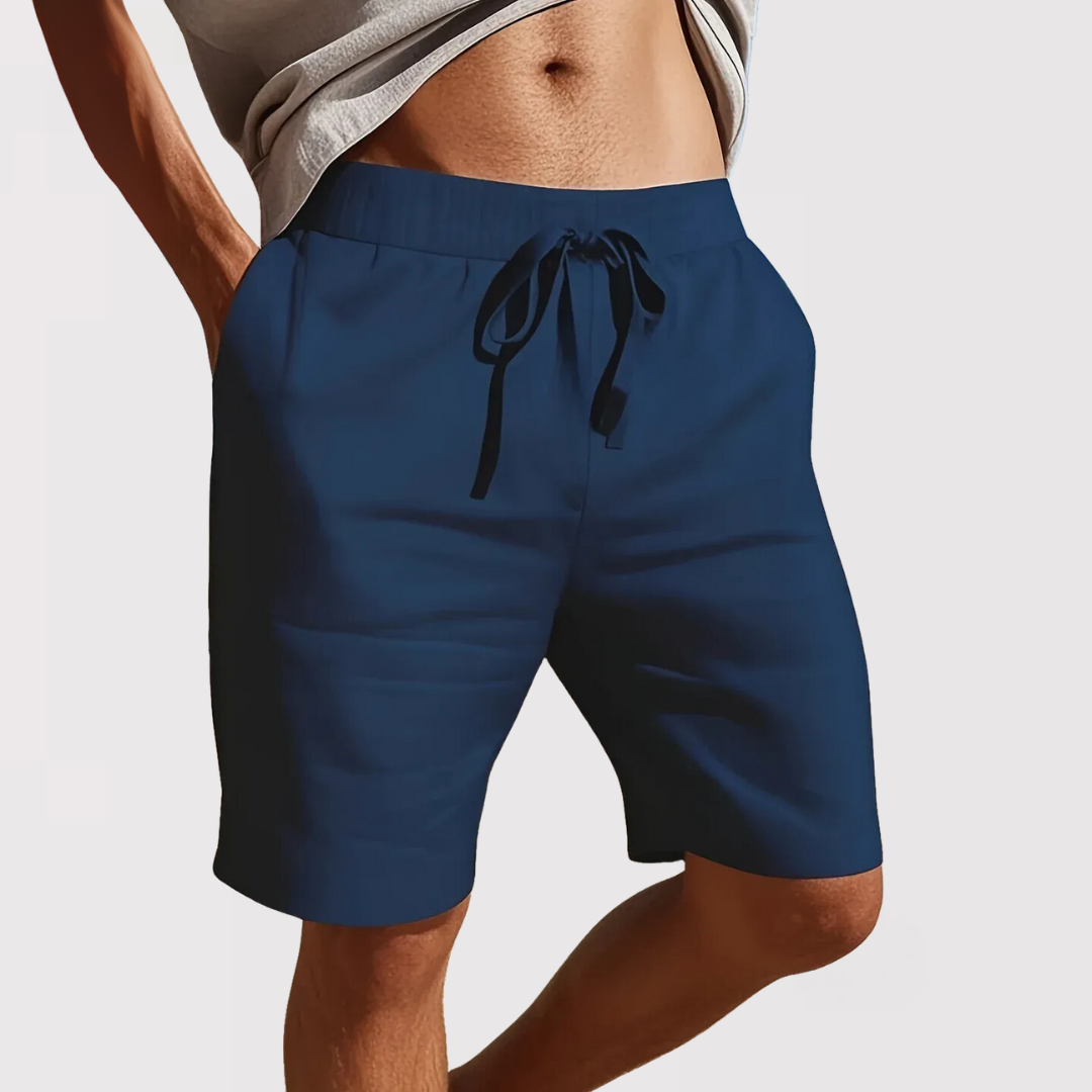軽量麻混 ドローストリングショートパンツ