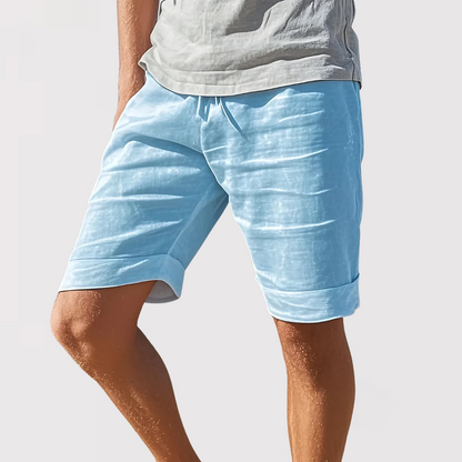 軽量麻混 ドローストリングショートパンツ