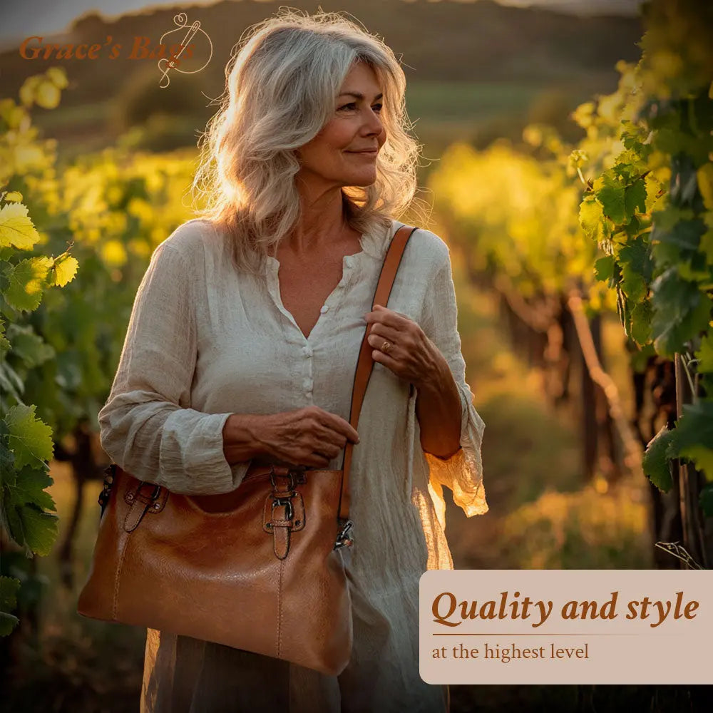 本革仕立てのクラシックフラップショルダーバッグ